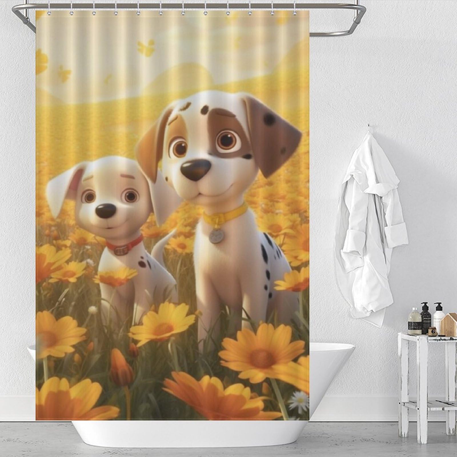 Rideau de douche chien rideau douche lavable tissu polyester imperméable salle de bain 122x183