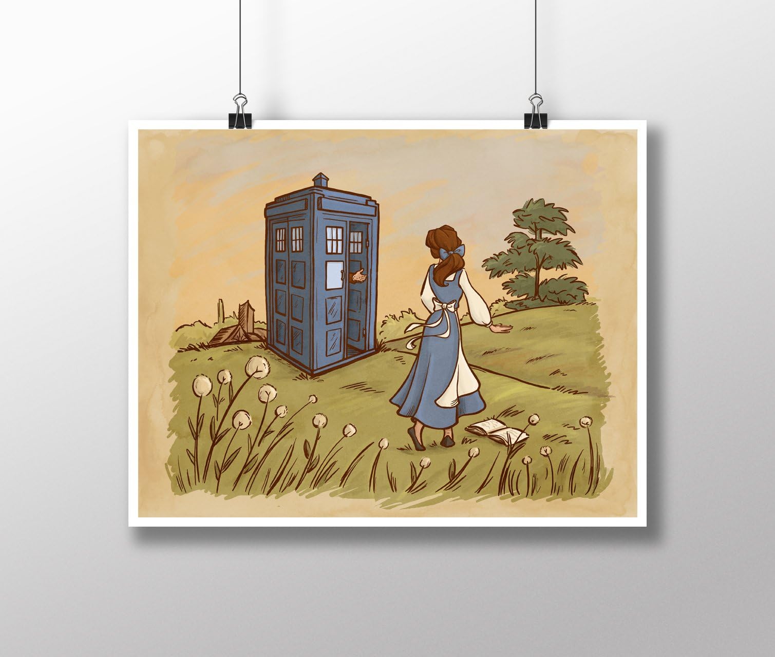 Doctor Who and Disney's Beauty and the Beast Belle Mashup Medium 11x14" Art Print