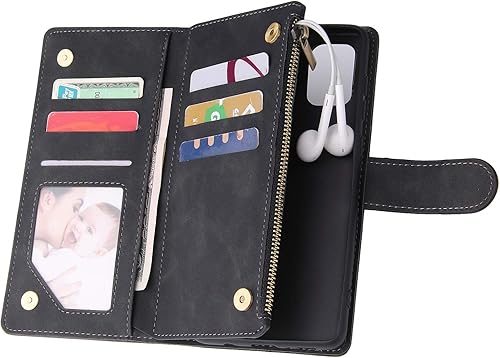 Miniatura 6 de LBYZCASE Funda de teléfono para Galaxy S20, Samsung S20 5G, funda de piel con tapa de lujo, bolsillo con cremallera, correa para la muñeca, función