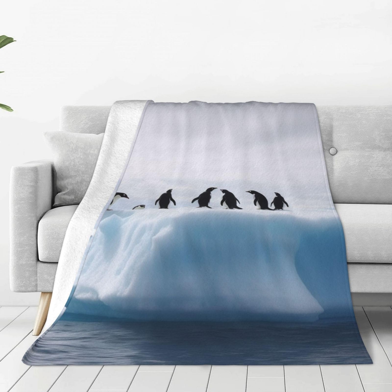 Couverture pingouins confortable plaid douceur réversible flanelle