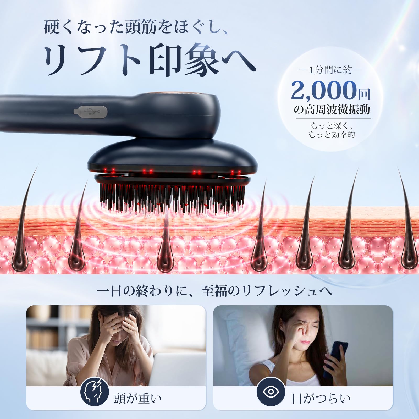 Amazon.co.jp: ANLAN スカルプリフレブラシ 電動頭皮ブラシ ヘアブラシ