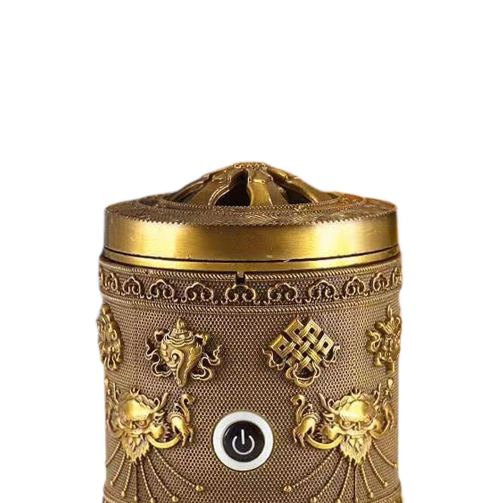 IOIUSKKU Ornamento in metallo per stanza, cucina, caffetteria, casa, porta incenso ricaricabile tramite USB, professionale, Bronzo, 7.5 x 10 cm