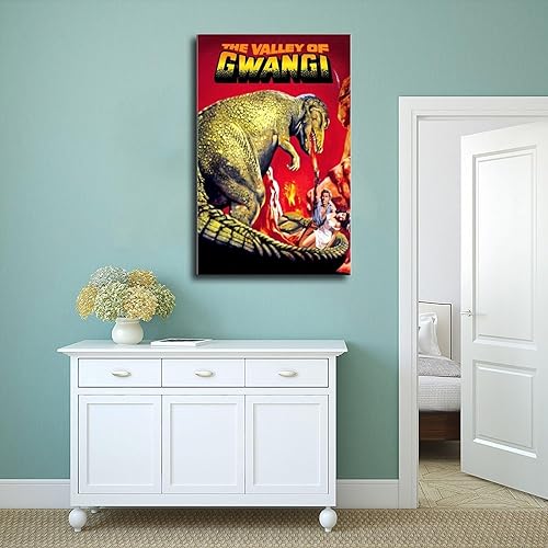 Miniatura 4 de SHUBIAO Póster de la película The Valley of Gwangi de los años 90, arte retro, 1 lienzo decorativo para pared, pinturas para sala de estar,