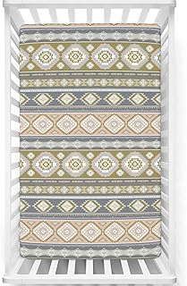 Aztec Themed Fitted Crib Sheet,Standard Crib Mattress Fitted Sheet Soft & Stretchy Fitted Crib Sheet-Baby Sheet for Boys Girls, 28â€œ x52â€œ,Multicolor