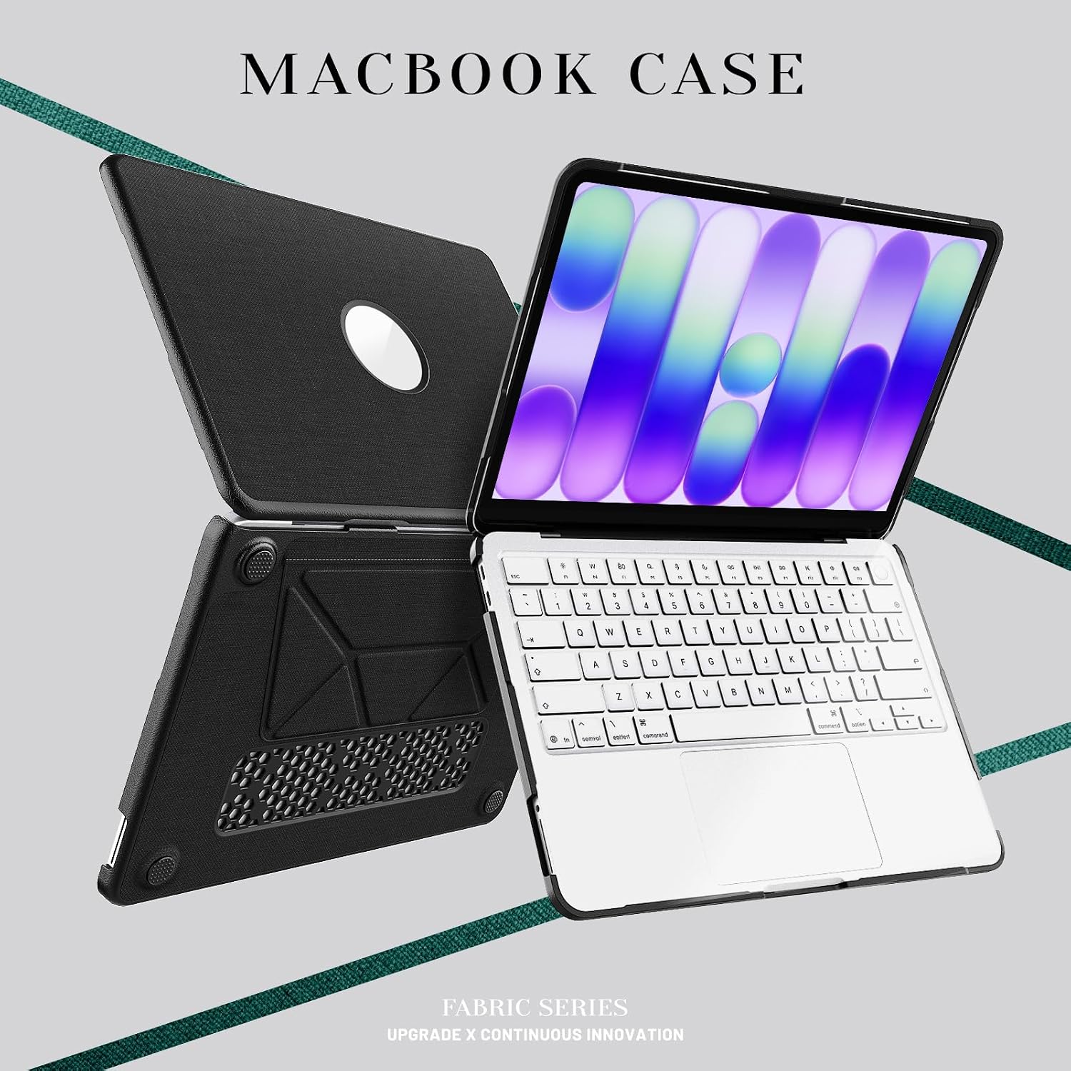for MacBook Neo 13 inch 2026 Release Model A3404 with A18 Pro Chip Shockproof Laptop Case,PC+TPU+Fabric Protective Cover (Black)