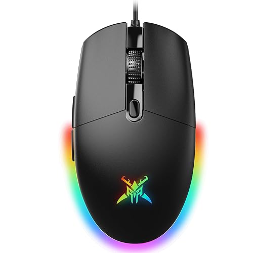 TECKNET Gaming Mouse Wired – RGB Mouse with 6 Programmable Buttons, 8000 DPI, 1000Hz Polling Rate, Lightweight 75g, Multi Button Gamer Mouse for Laptop, PC, Mac, Linux – Black - Black