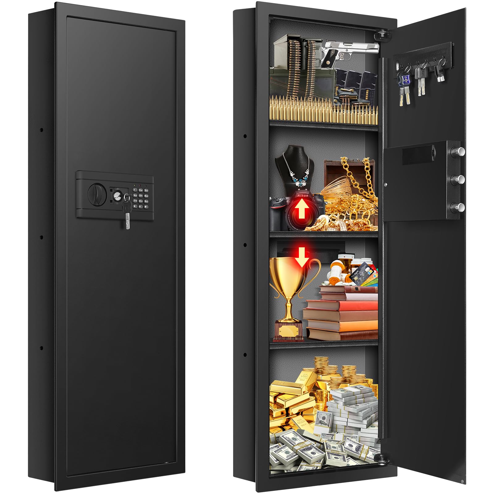 43.5 Tall Fireproof Wall Safes Between The Studs, Large