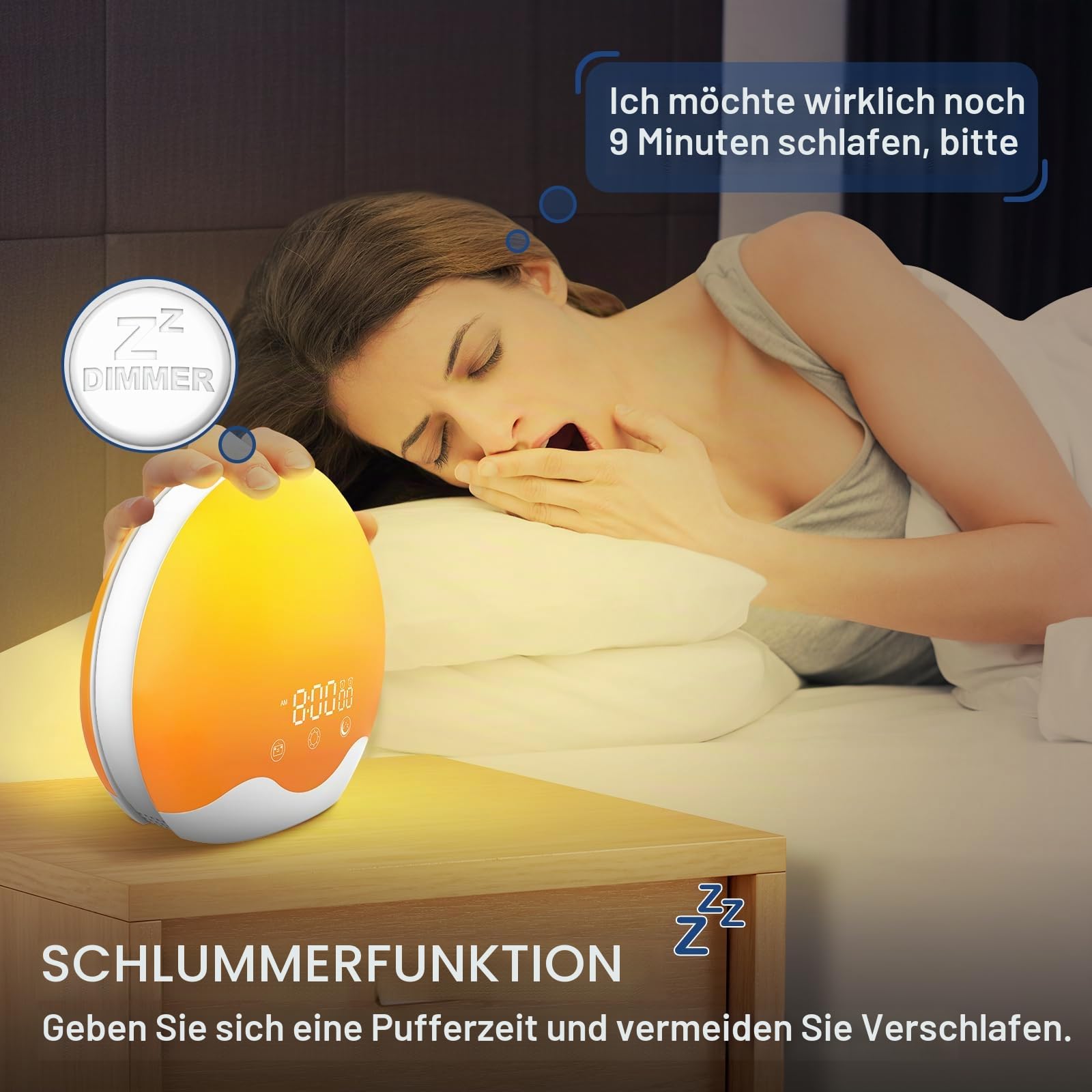 Lichtwecker,Tageslichtwecker Doppelalarme,Sunrise Licht Wecker mit Sonnenaufgang Sonnenuntergang Simulation,Wake Up Light Wecker Licht mit 5 Alarmton FM Snooze,Nachttischlampe für Kinder