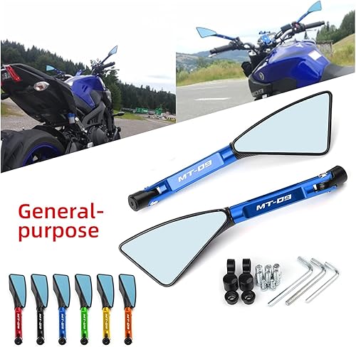 Miniatura 3 de Espejo universal motocicleta espejo CNC lateral retrovisor para Yamaha MT09 MT-09 FJ09 FZ09 (color : azul, tamaño: normal)
