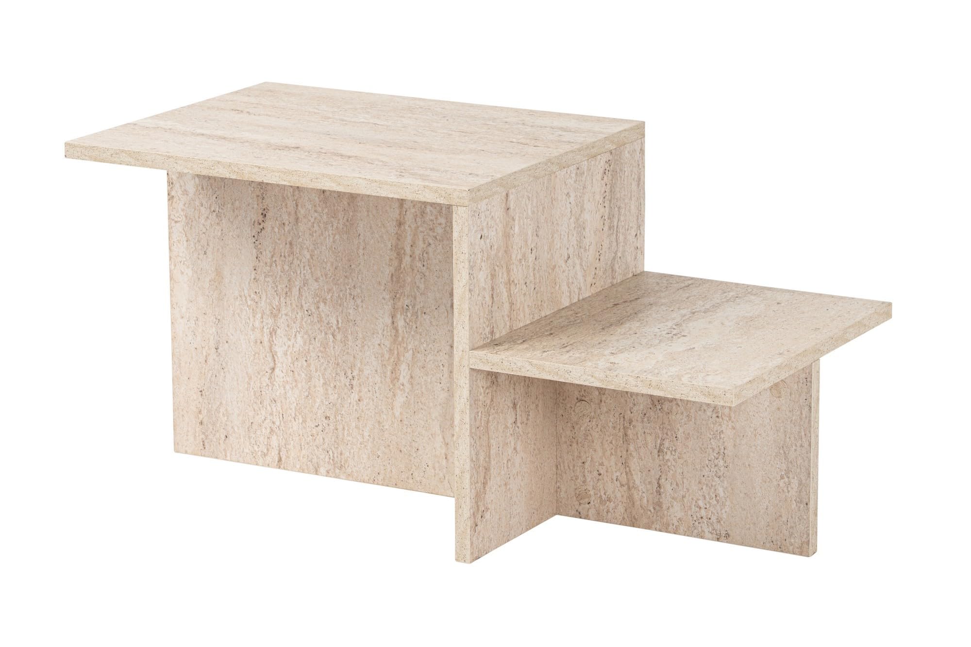 Moderner rustikaler Couchtisch, Travertin, 80 x 40 x 40 | aus 100% melaminbeschichteter Spanplatte, Stärke: 18 mm | perfekt für modernes Homeoffice & Arbeitszimmer, Elegantes & funktionales Design