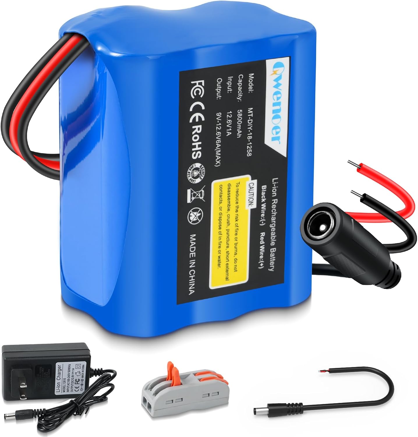Amazon.com: 5800mAh 12V Lithium Battery, 12V Battery Pack with 12 Volt ...