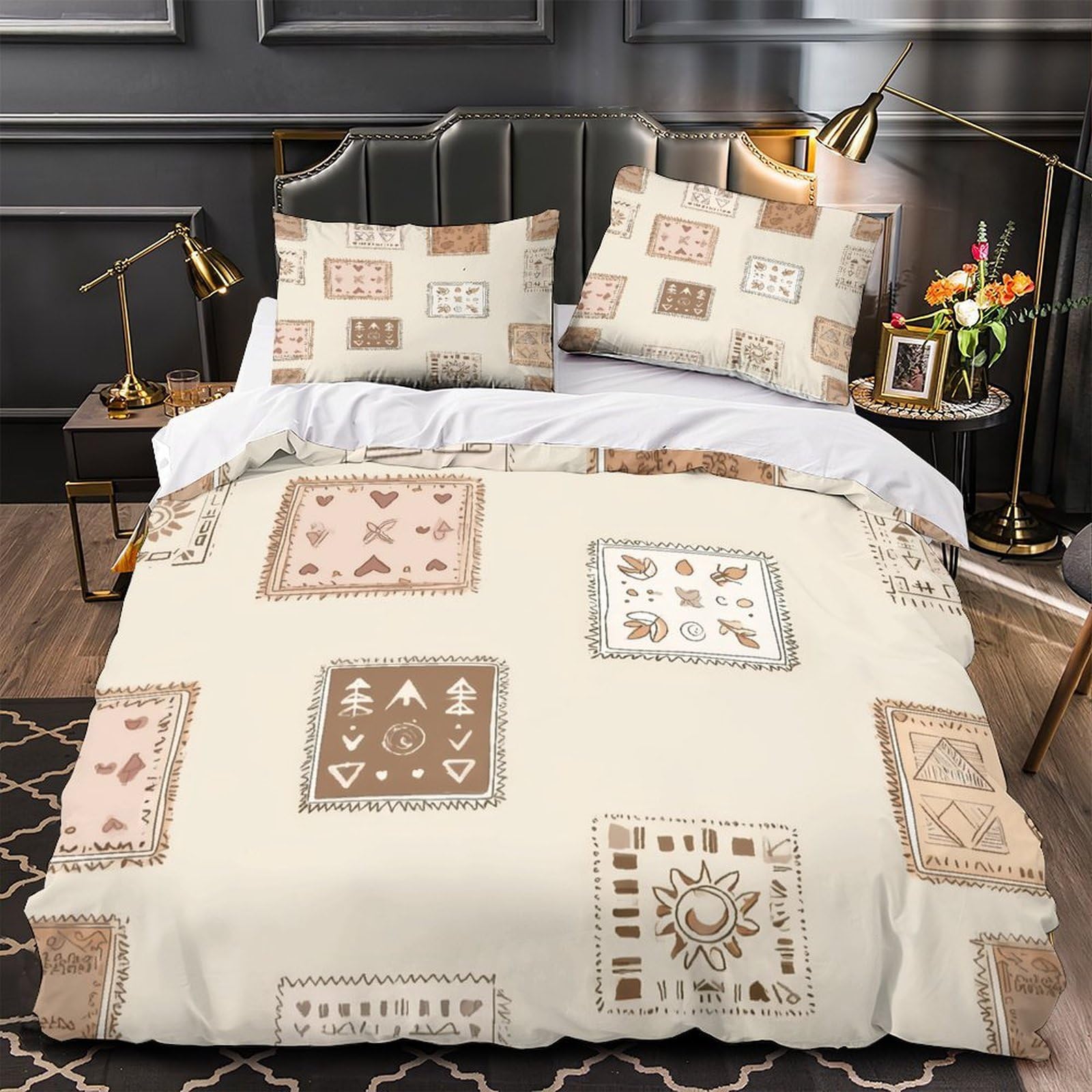 Housse de couette microfibre hypoallergénique avec fermeture éclair pour lit simple 135x200