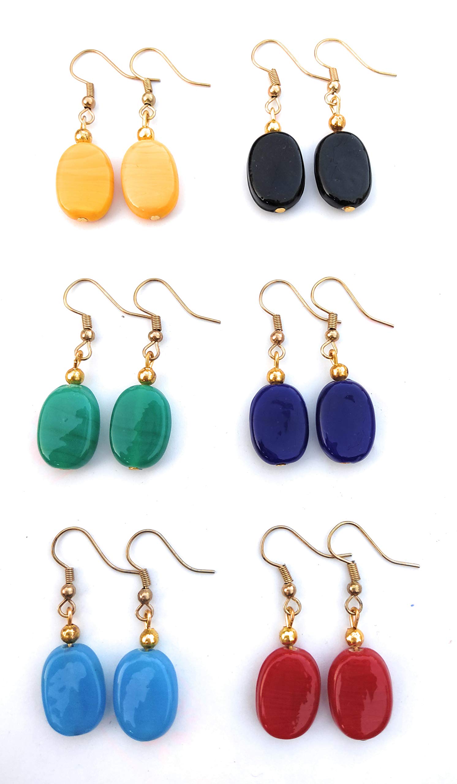 Combo of 6 Pairs of Handmade Multicolour Glass beads Drop Earring, Dangle Earring for Girls & Women (Seed shape) (B08X3MQDL9) Amazon Price History, Amazon Price Tracker