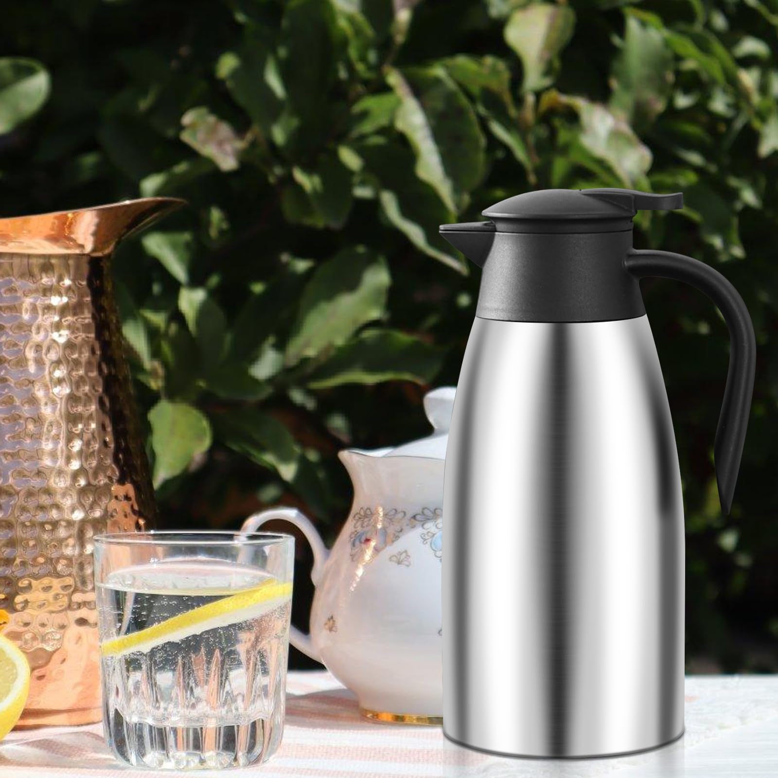 2 L Caraffa Termica, Caraffa Per Caffè, Thermos In Acciaio Inox, Mantiene Caldo Per 24 Ore, Thermos Sottovuoto A Doppia Parete Per Mantenere Calde Le Bevande Bollitori, Teiere E Caffettiere