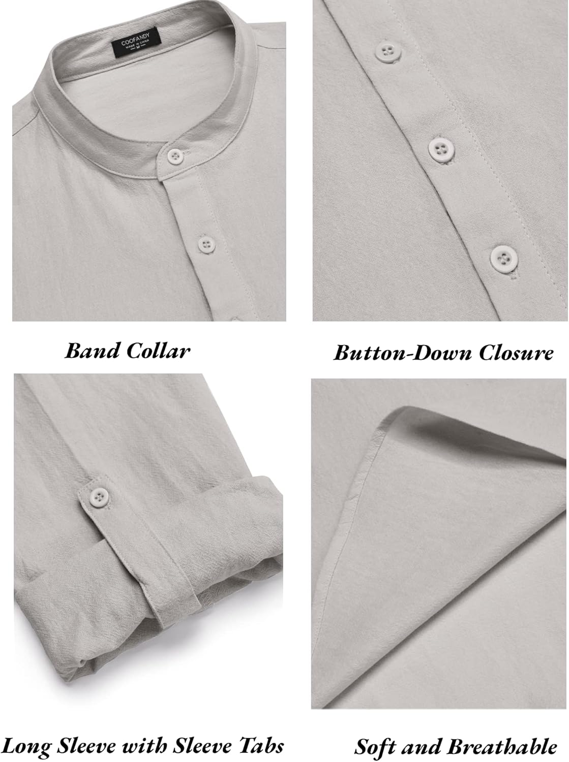 COOFANDY Men's 2 Pieces Cotton Linen Set Long Sleeve Henley Shirts Casual Beach Pants With Pockets Summer Yoga Outfits - Image 4