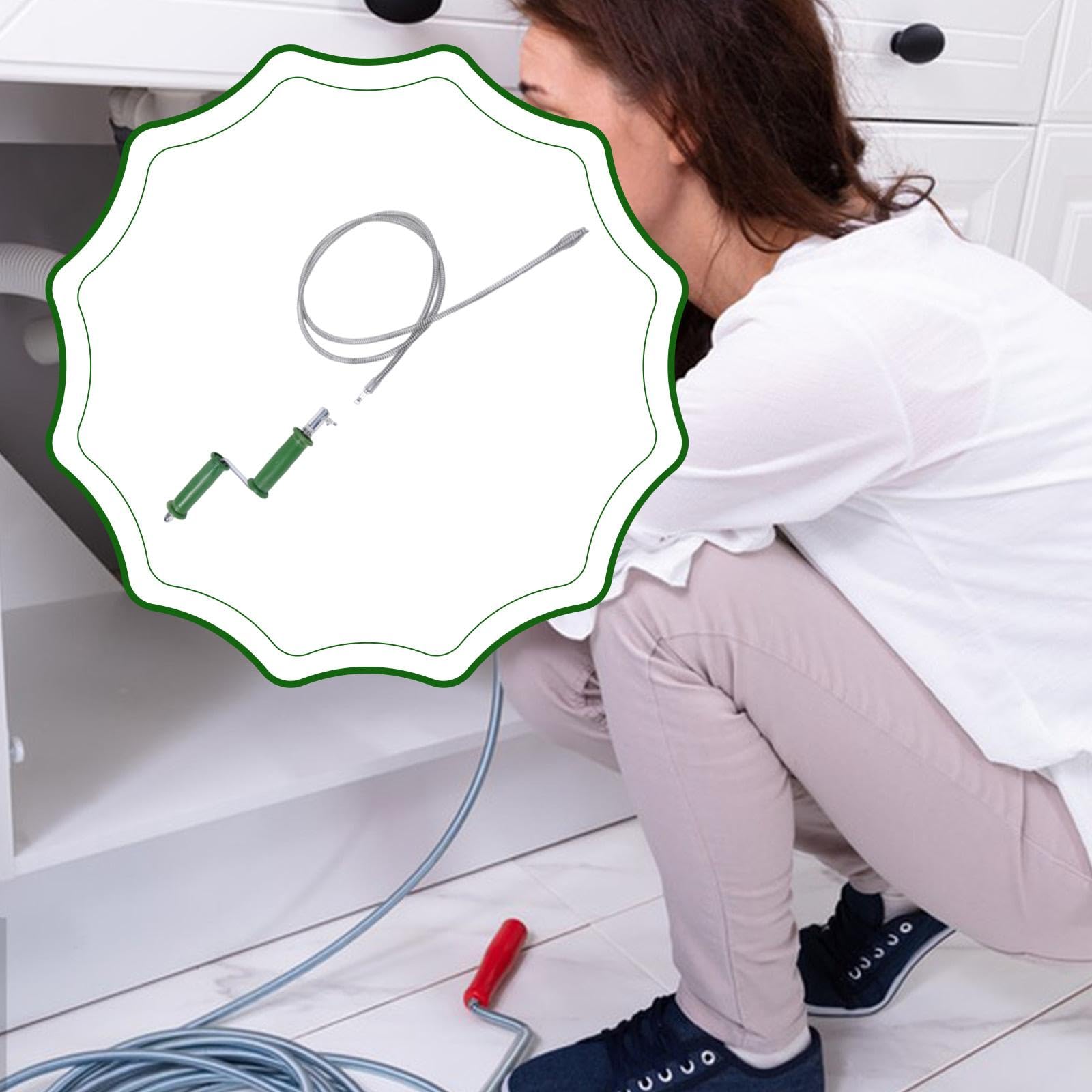 Strumento Manuale a Molla per Sbloccare Scarichi, Asta Flessibile in Acciaio Zincato, Impugnatura Ergonomica per La Rimozione dei Capelli, Adatto, 3 Metri