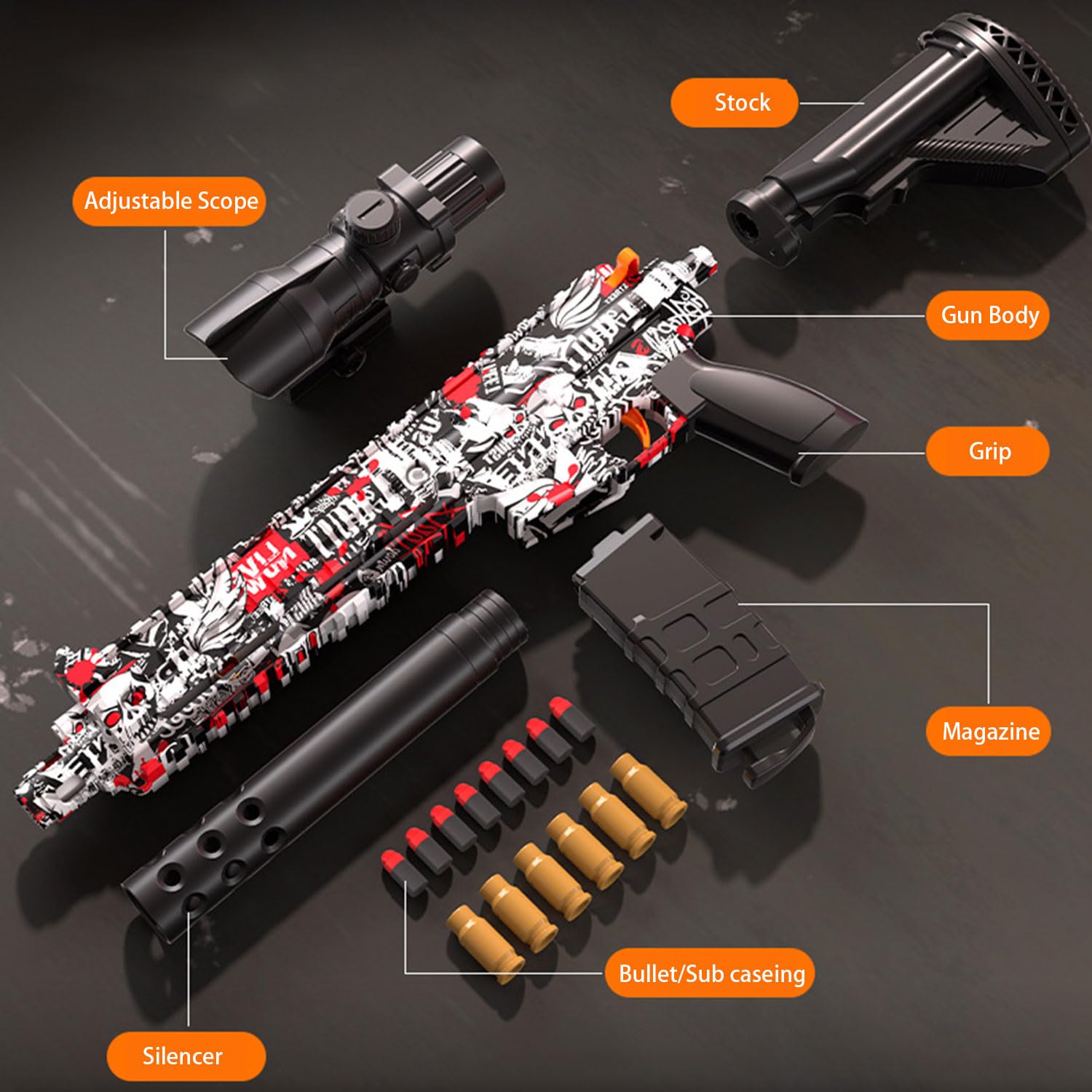 Pistola a sfera morbida M416 per bambini, giocattolo con munizioni e schiuma morbida, per 6 anni in più