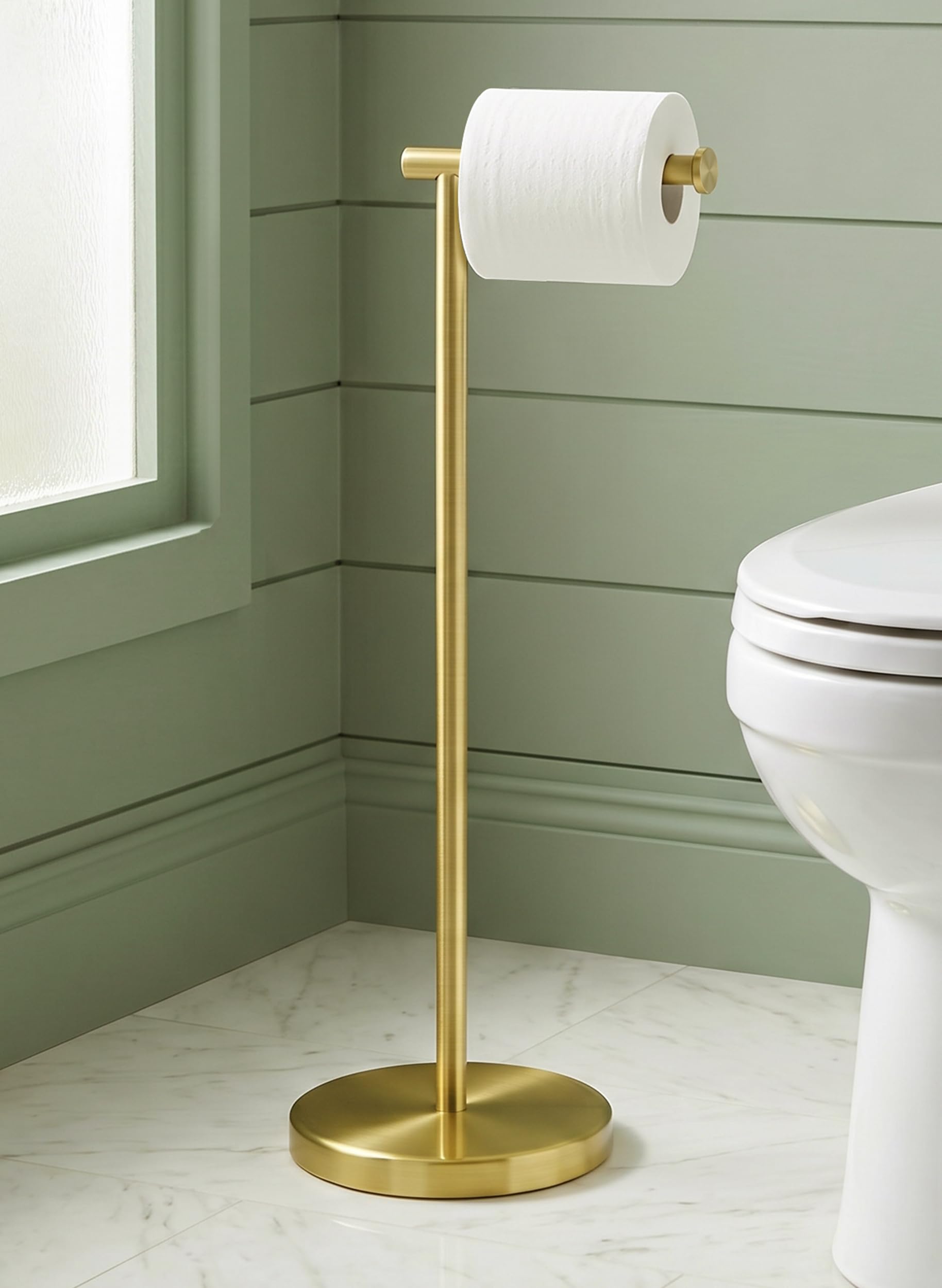 KES Toilet Paper Holder Stand SUS 304 Stainless Steel Rustproof Pedestal Lavatory Tissue Roll Holder Floor Stand Modern Brushed Nickel Finish, BPH283S1-2 — Amazon image 10