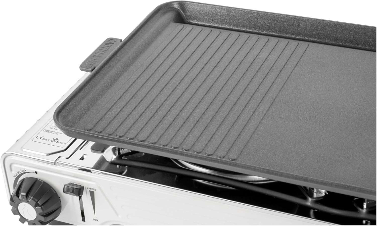 Removable cast aluminum grill plate on the Brunner Devil Double Grill