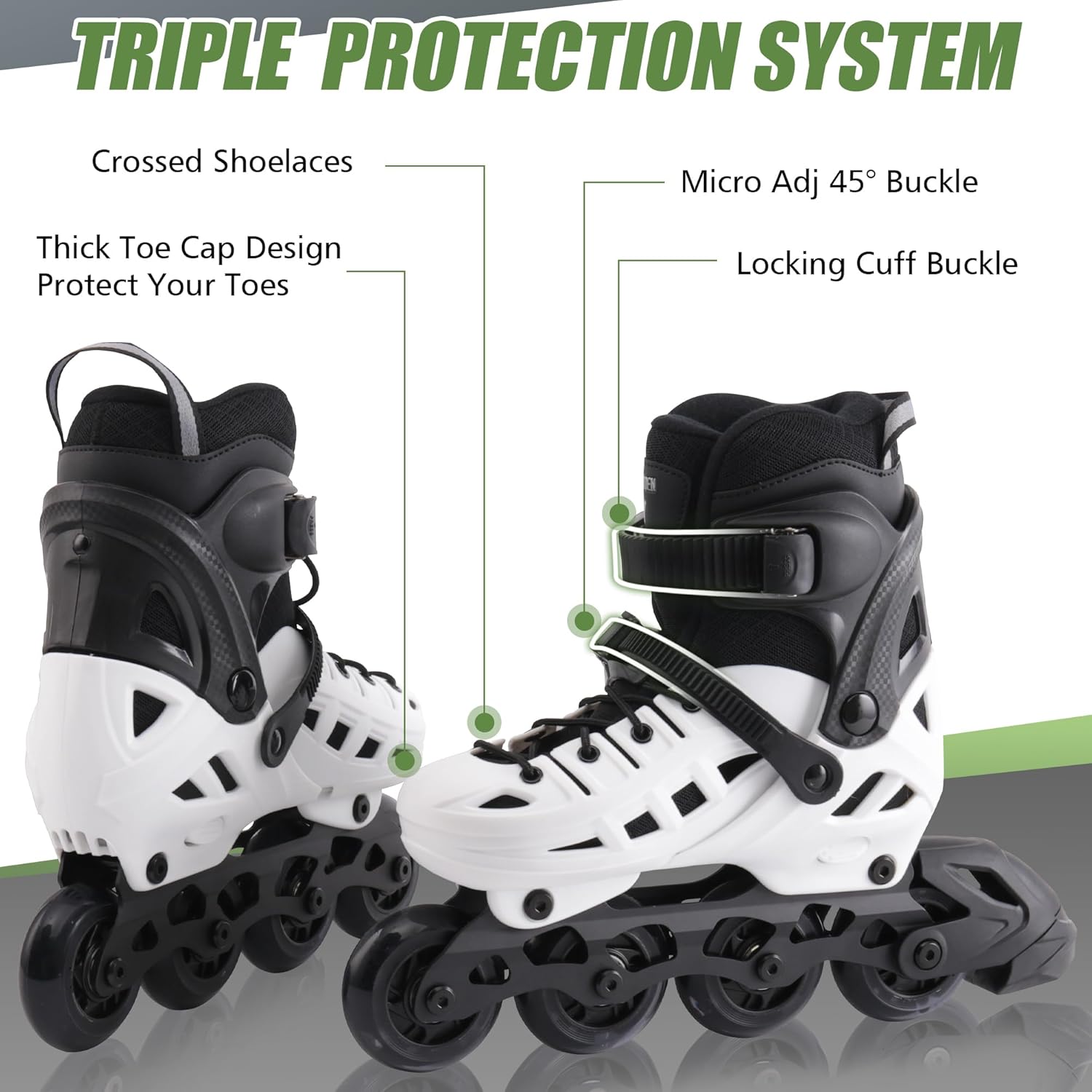 Inline Skates for Kids Girls and Boys, 4 Sizes Adjustable Roller Skates Blades with Full Light Up Wheels for Women Men, Durable Outer Shell, Roller Skates 4-12 Adults