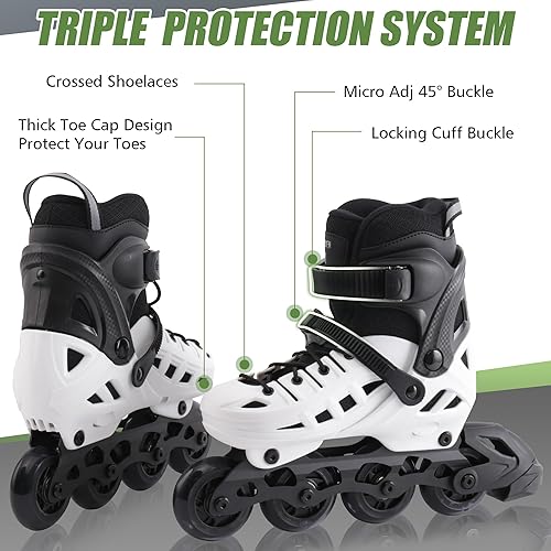 Miniatura 3 de Patines en línea para niños y niñas, 4 tamaños ajustables con ruedas en línea y ruedas completamente iluminadas para mujeres y hombres, carcasa