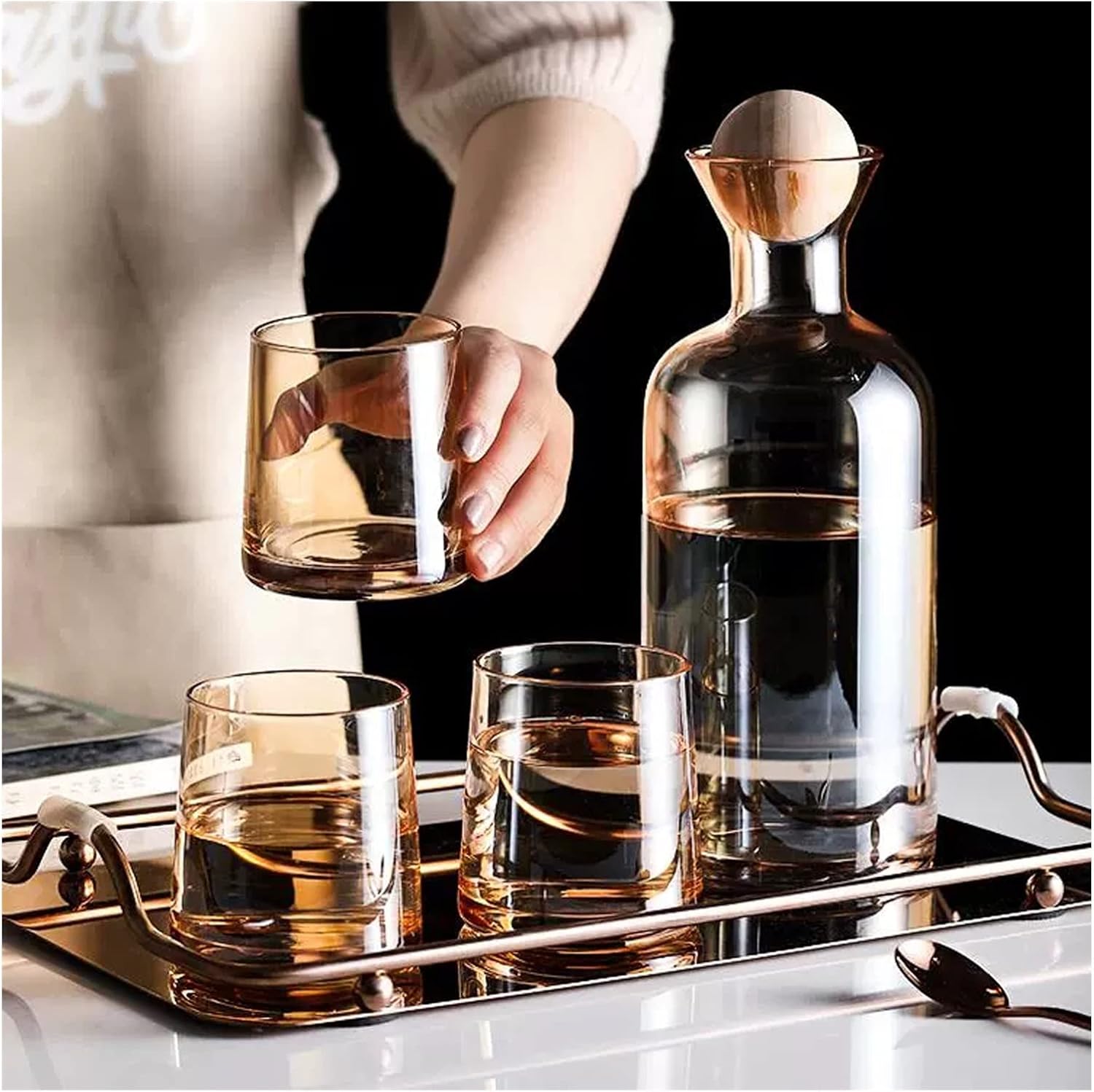 Water Glasses Glasses Set Home Living Room Drinking Water Cups Family Hospitality Heat-Resistant Tea Cups Glass Cups (Color : 06) (7)