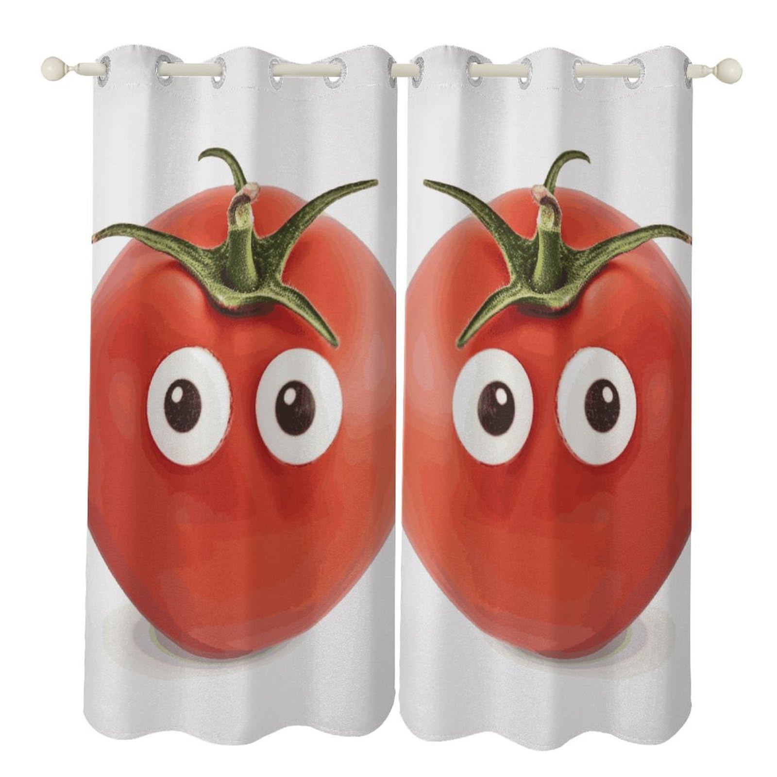 Rideau occultant thermique motif tomates - Rideaux à œillets pour salon et chambre