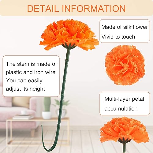 Miniatura 3 de Syhood 50 piezas de flores de caléndula del 4 de julio, decoraciones para el Día de los Caídos, flores patrióticas para decoración floral con