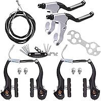 Vista 8 de Juego completo de frenos de bicicleta, freno universal delantero y trasero de bicicleta MTB, kit de palanca de cables de pinzas interiores y Negro