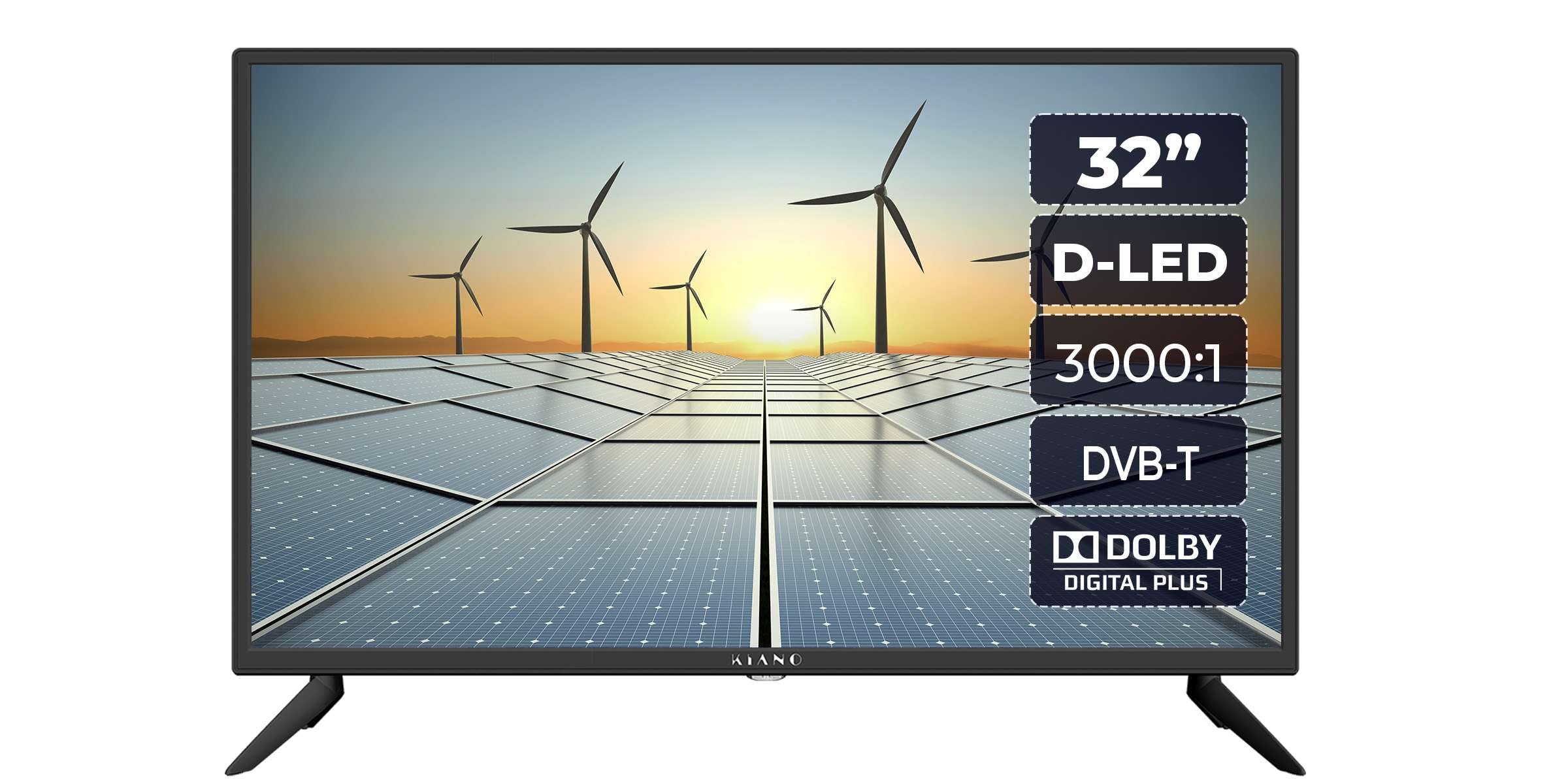 KIANO Slim TV TV 32" Pollici 80 cm | Tripla sintonizzatore DVB-​T2 CI CI+ | LED HD TV schermo | 2 ingressi HDMI | Multimedia USB | Dolby Audio | PVR | Hotel Mode | Nero
