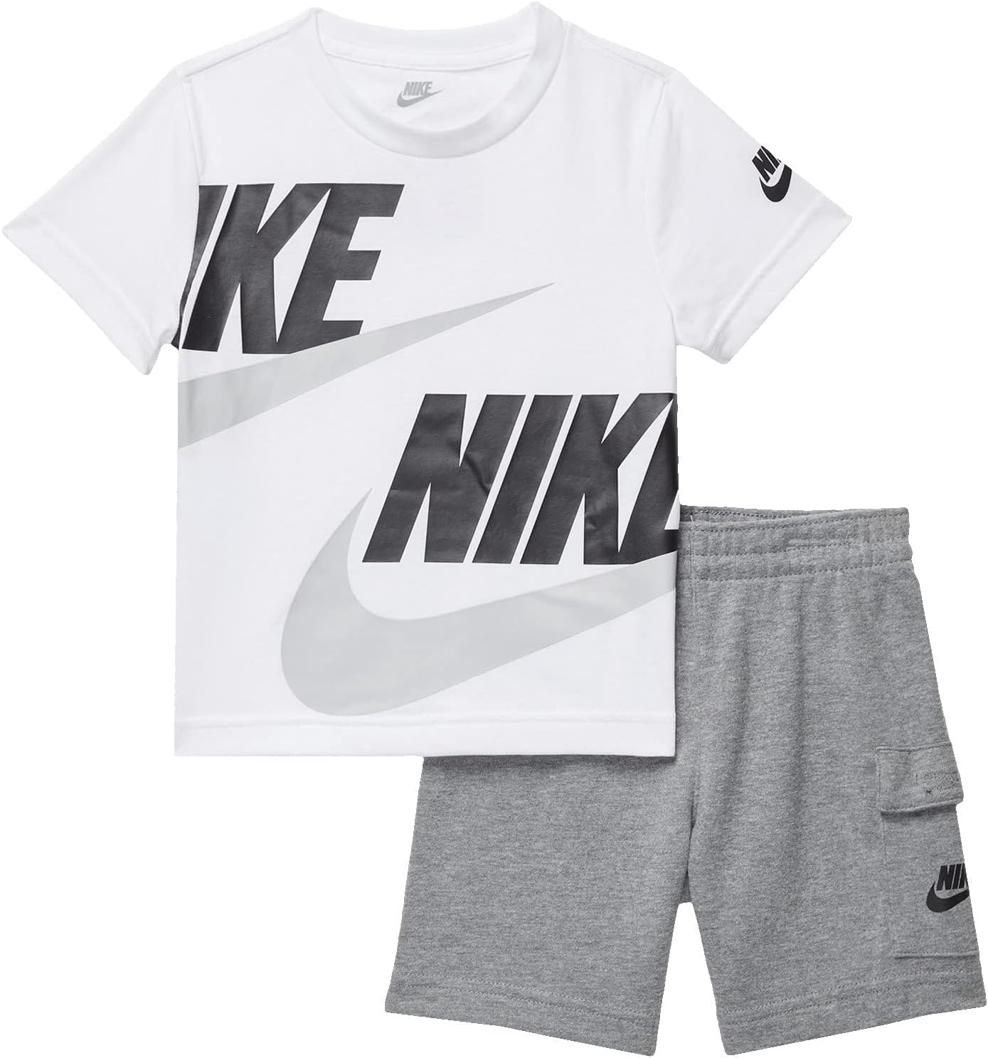 Nike Baby Boy's Sportswear T-Shirt and Cargo Shorts Set (Toddler) Carbon Heather 2 Toddler