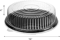 Vista 2 de Frcctre Paquete de 6 bandejas de plástico de 16 pulgadas con tapa transparente, bandejas redondas grandes de plástico resistente para aperitivos
