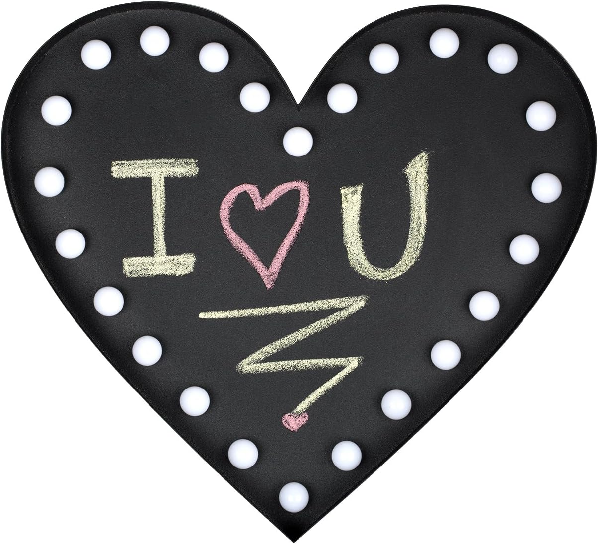 Black Metal Frosted LED Signage & Message Chalkboard - Heart
