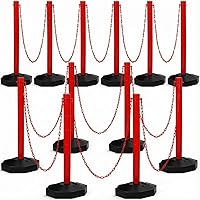 Vista 8 de Geiserailie Paquete de 12 soportes de control de multitudes, postes de plástico con cadena de plástico negro de 5 pies, barreras de control