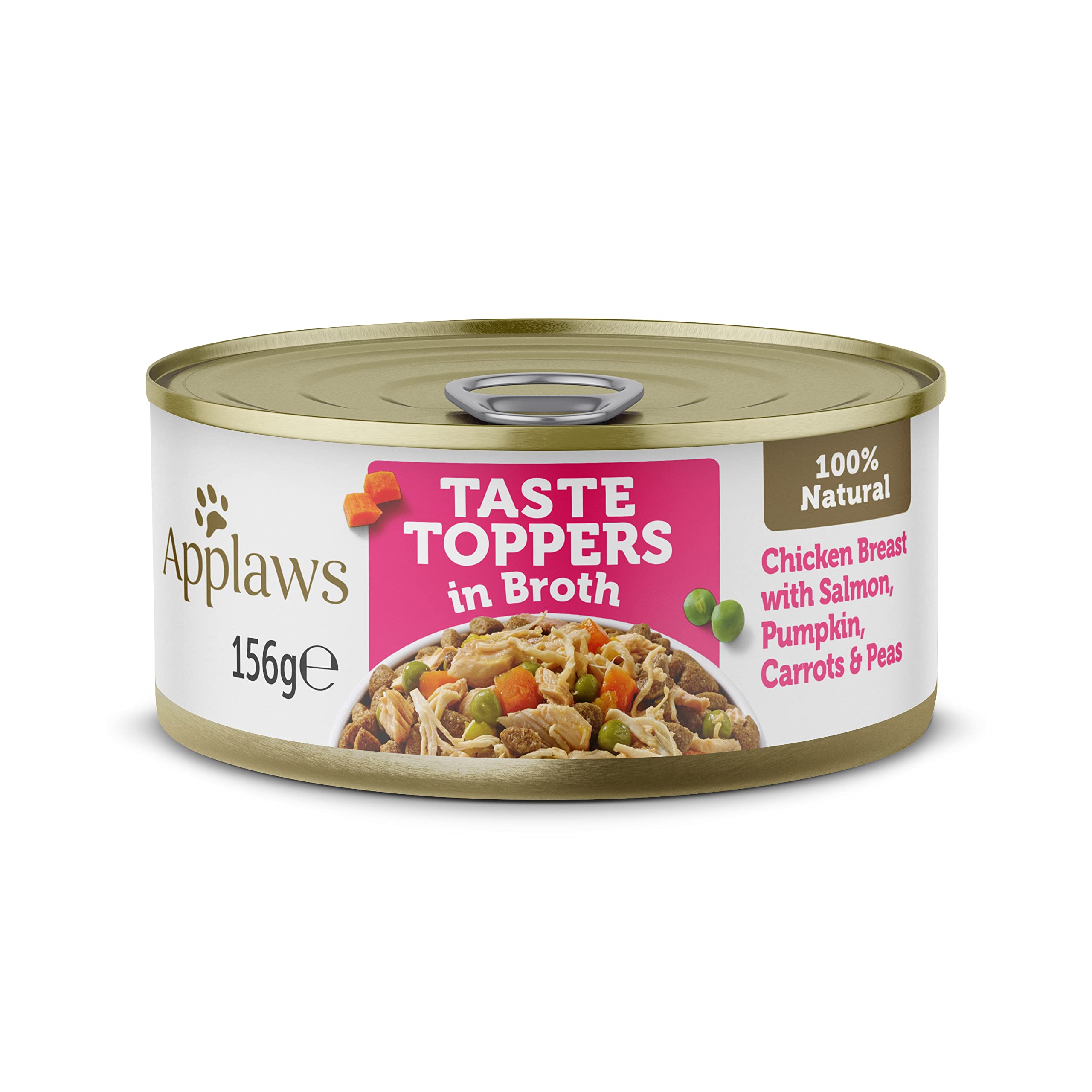 Applaws 100% Natural Wet Dog Food, Chicken Breast with Salmon in Broth, Pack of 12 5.5oz Cans