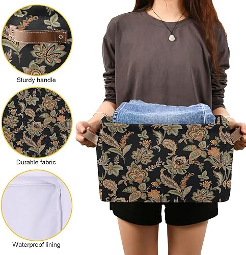 Miniatura 7 de Xigua Cesta de almacenamiento de flores de cachemira, caja de almacenamiento rectangular plegable con asas para oficina en casa