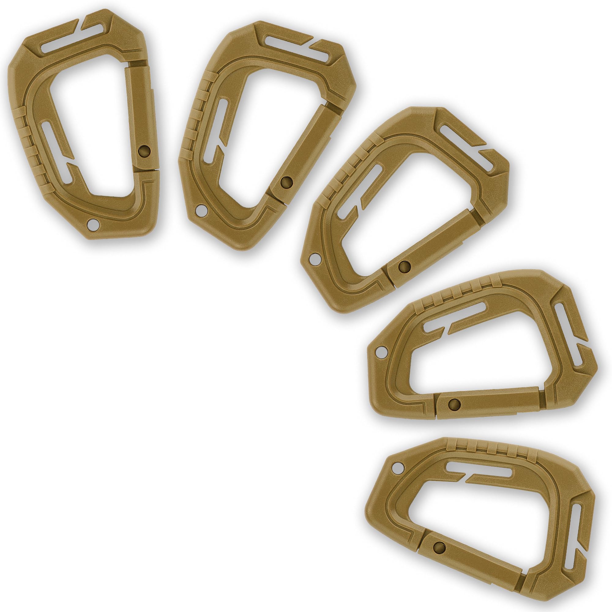M-Tac Military Plastic Tactical Carabiners - Multi Purpose Carabiner Clip Tactical D Ring - Plastic D-Clips Pack of 5