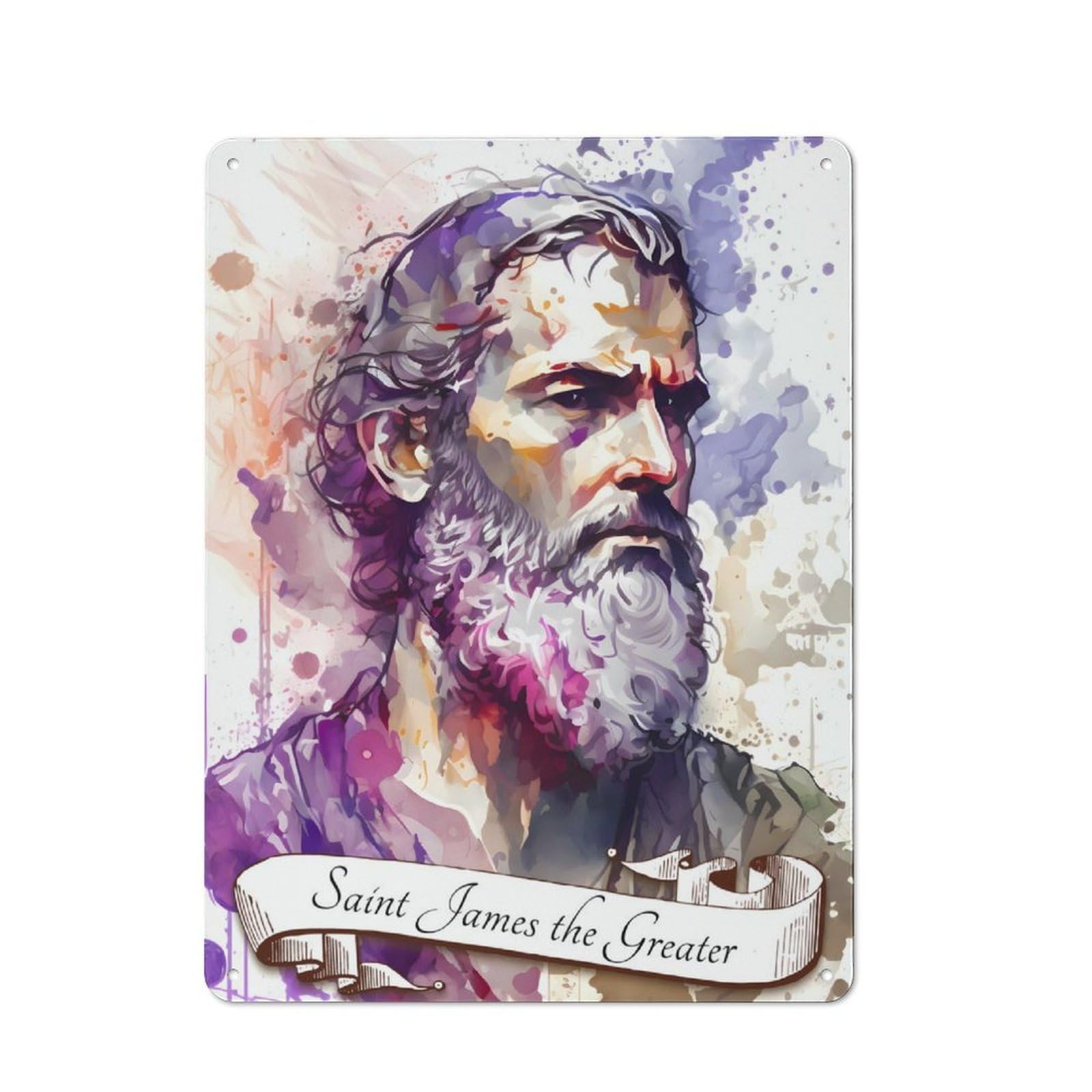 Junmoney Saint James The Greater Metal Plaque 40X30cm With For Pub Or Café, Rustic Decor, For Garage, Workshop And Man Cave Decoration