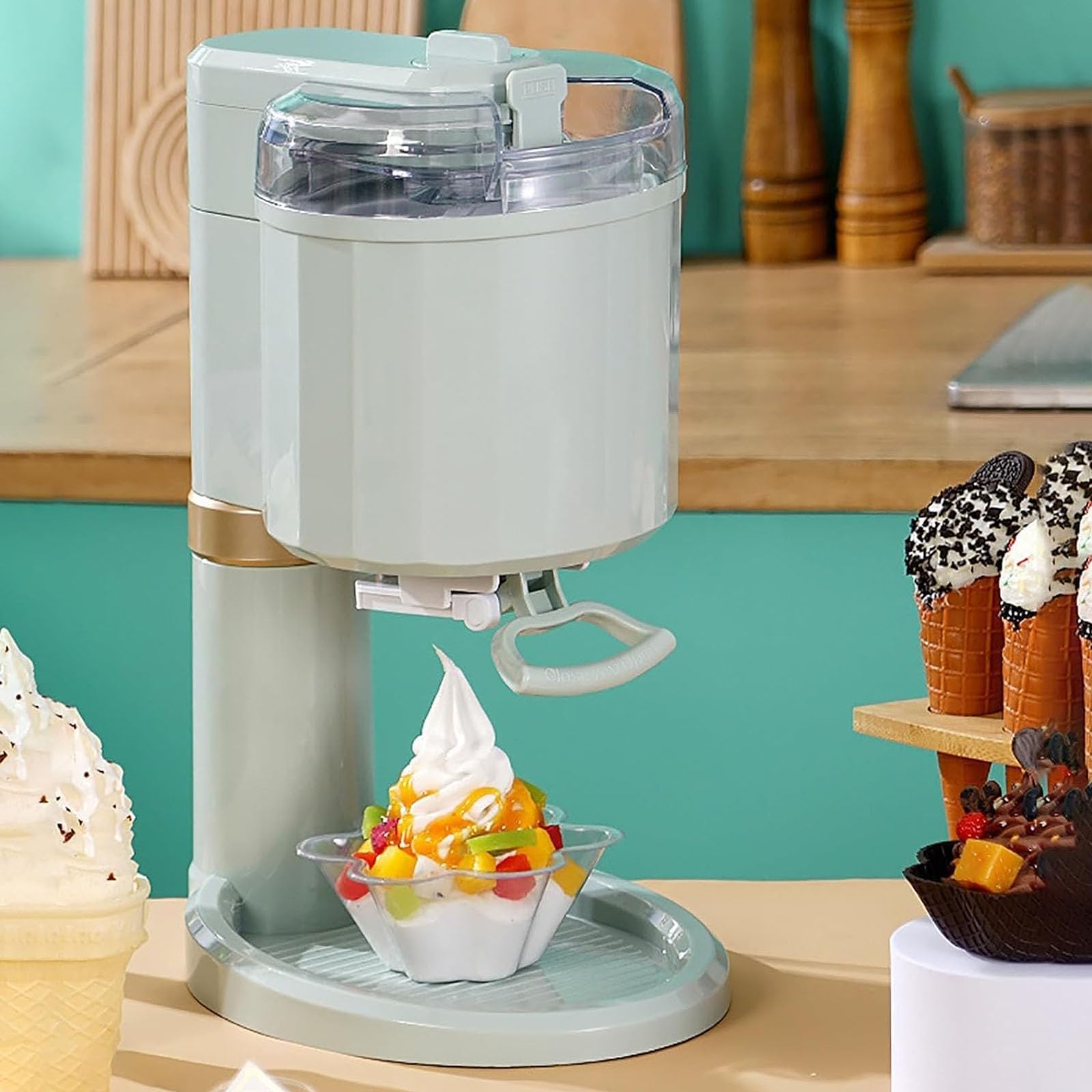 Máquina de helado suave para el hogar, mini máquina automática de helado y yogur, máquina rápida de servir frutas caseras en 10 minutos, capacidad de 1 litro