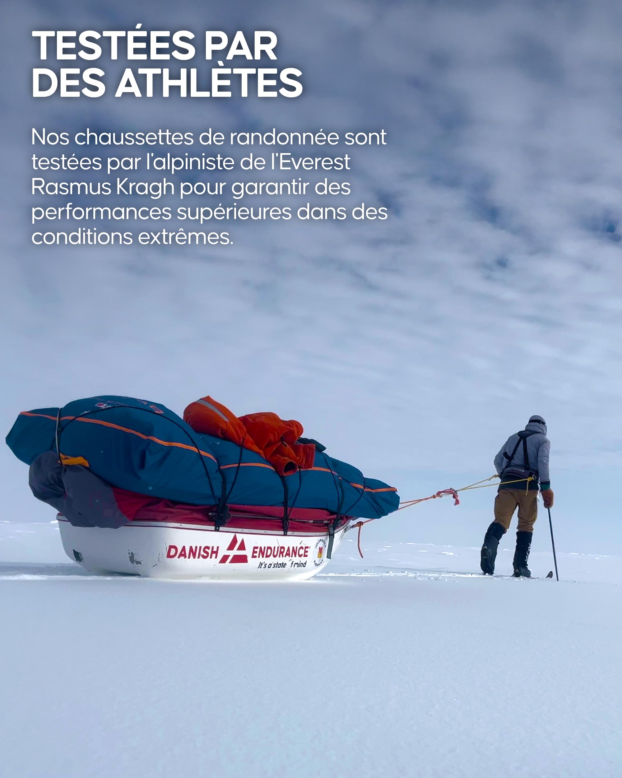 DANISH ENDURANCE Chaussettes de Randonnée en Laine Mérinos montant, Chaussettes Thermiques Longues avec Rembourrage Épais pour Hommes et Femmes, Unisexes, Lot de 1 ou 3