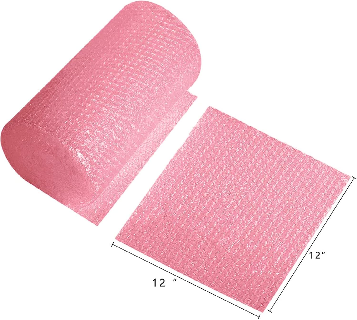 Willing Small Bubble Cushioning Wrap,Perforated Every 12 Inch,Anti-Static Pink Bubble Roll,12 Inch×36 Feet,1 Packs,with 10 Fragile Labels for Transporting Valuable/Fragile Items.