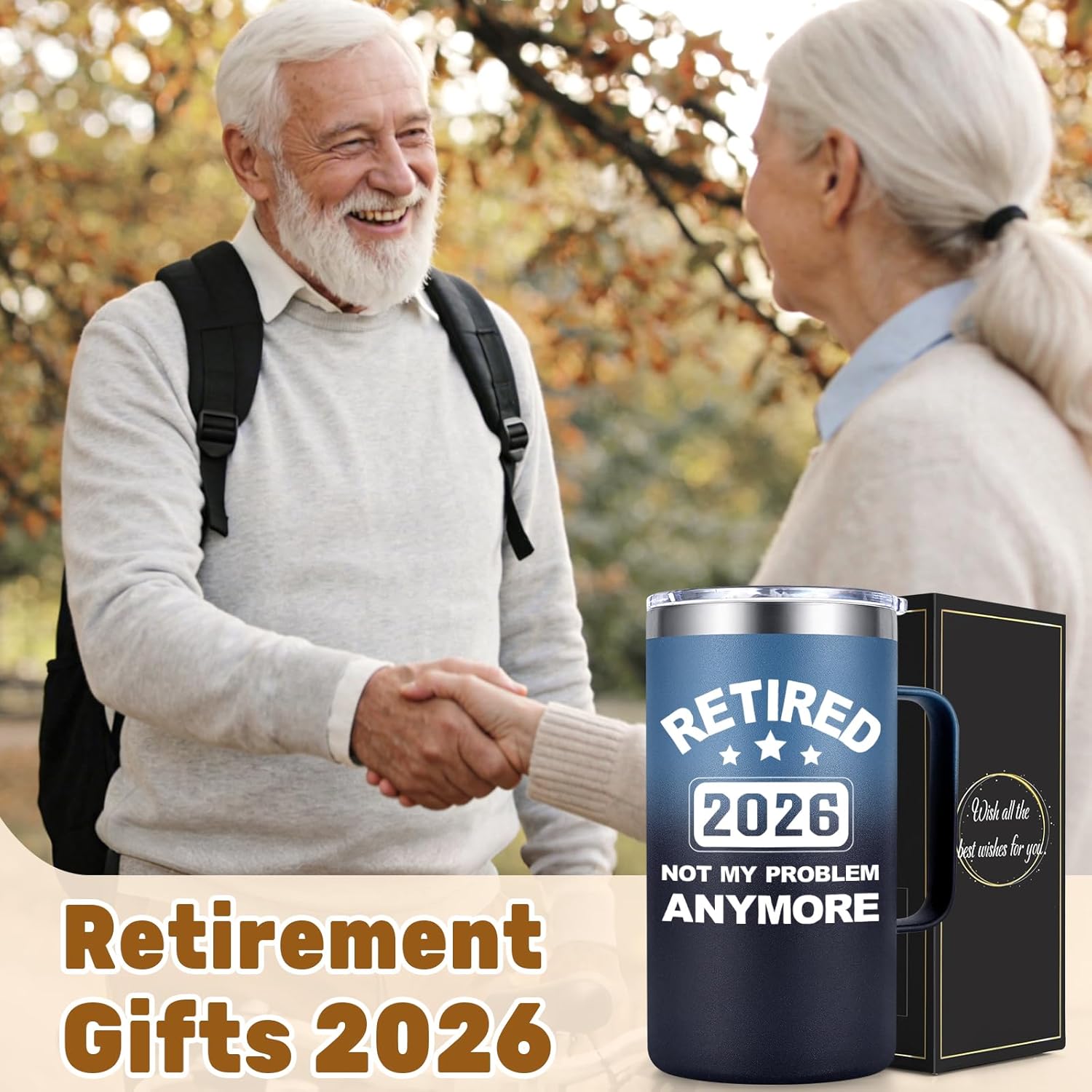 Qtencas Retirement Gifts for Men, Retired 2026 Not My Problem Anymore 20 Oz Insulated Coffee Mug, Retirement Gifts for Men Father Coworkers Friends, 2026 Teacher Retired Gift, Gradient - Image 4