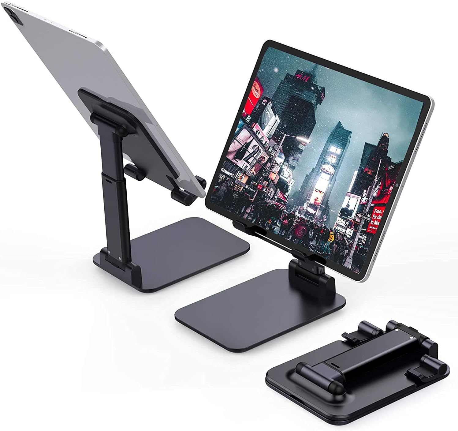 Yoozon Foldable & Adjustable Tablet Stand, [2021 Updated] Compact Desktop iPad Stand Holder Cradle Dock Compatible with Phones, iPad, Samsung Galaxy Tabs, Kindle, Nintendo Switch(13’’ Max) (Black) : Electronics