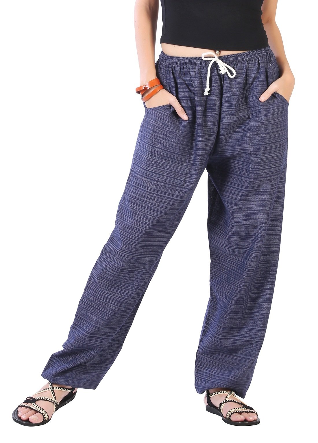 WhitewhaleWomen Elastic Waist Drawstring Summer Casual Baggy Hippie Yoga Pants