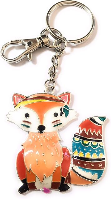 FizzyButton Gifts Multicolour Fox Keyring Key Ring with Enamel Charm and Lobster Clasp