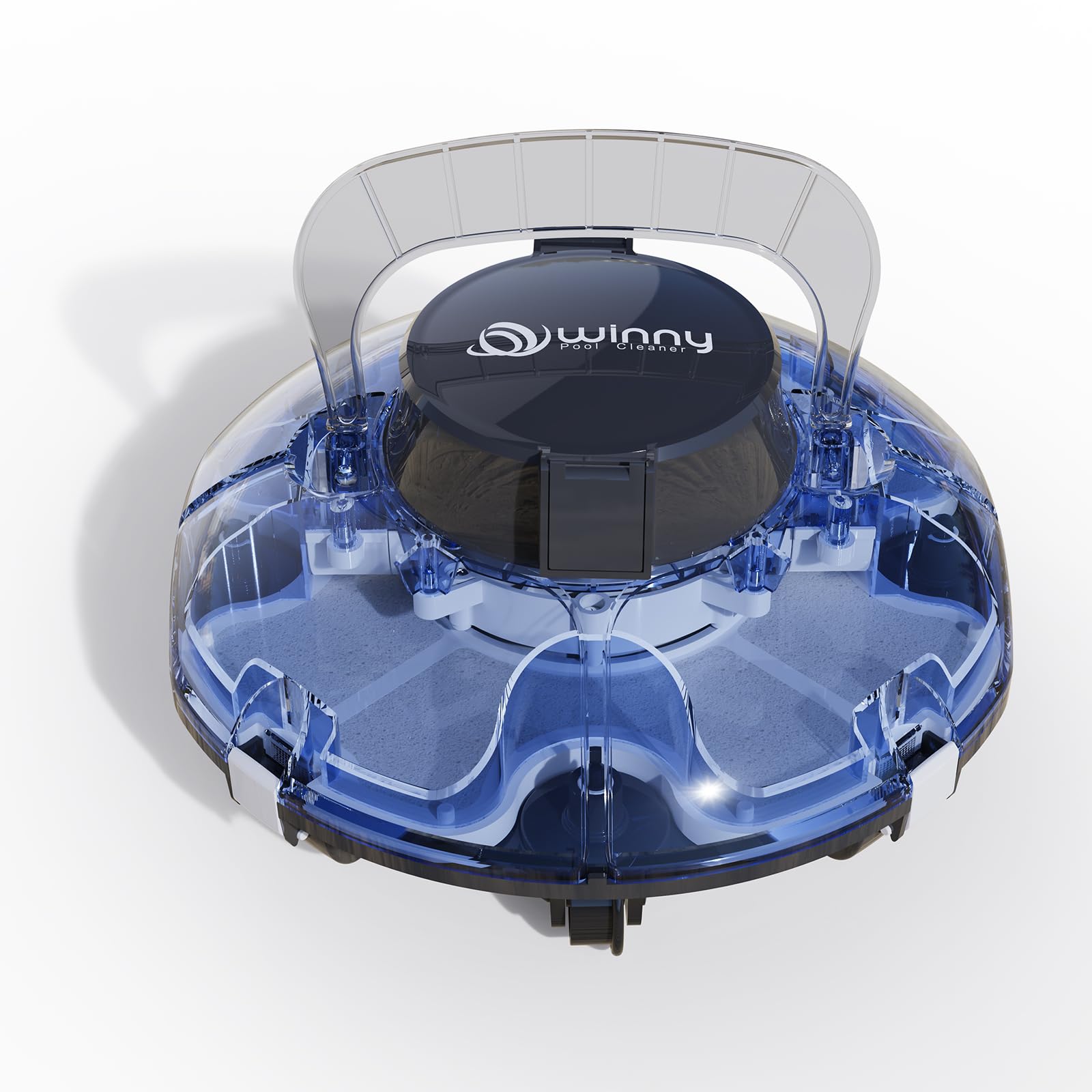 WINNY POOL CLEANER Winny 200 Limpiafondos Piscina, Inalámbrico Robot Limpiafondos Piscina, 75Min Autonomía, Piscinas Desmontables 60m², Doble Filtración, Estacionamiento Auto(Azul Oscuro Negro)