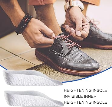 Height Increasing Insoles - Height Increasing Insoles, Invisible | Elastic Shock Absorption Cushion Pads, Breathable Shoe Elevator, Mid Heel Inserts for Men