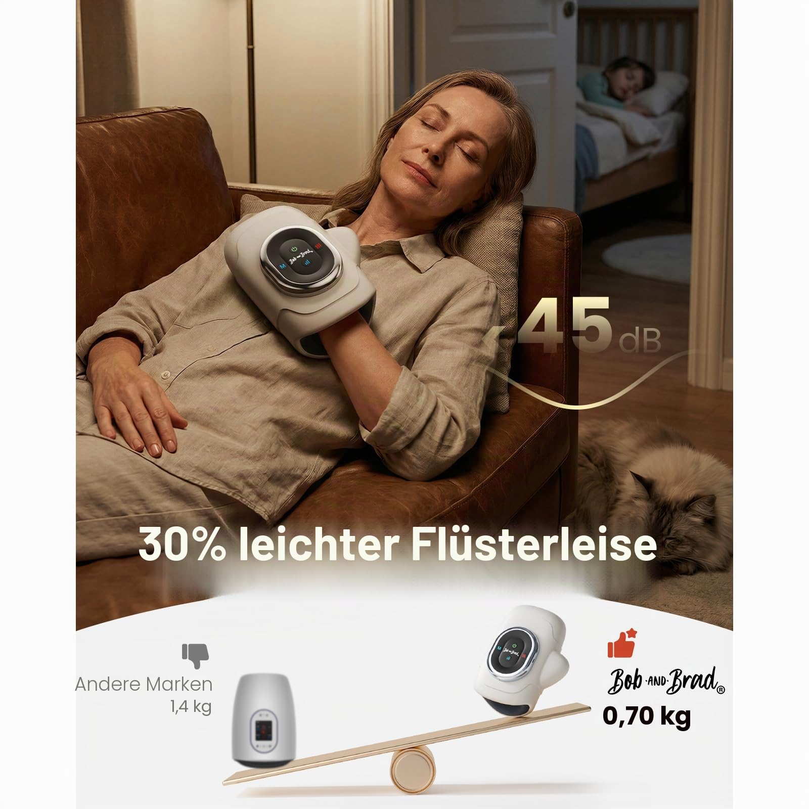 BOB AND BRAD Handmassagegerät mit Wärme & Kompression, HandSpa Pro Elektrischer Handmassager bei Arthritis/Karpaltunnel, Schmerzlinderung & Entspannung - für Zuhause/Büro, Geschenk für Damen & Herren