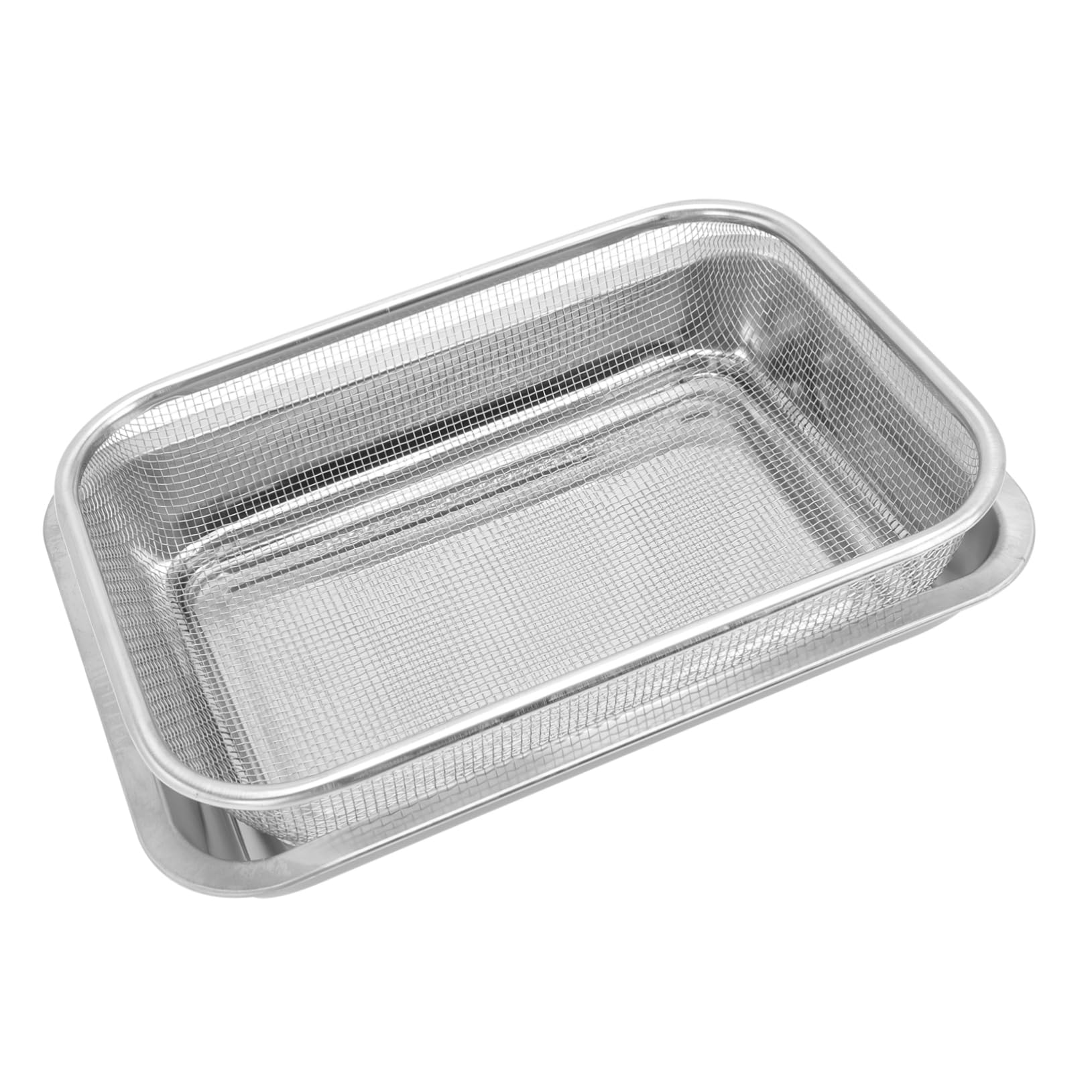 MUCKLILY 1Set Stainless Steel Oil Drain Tool Rectangular Oil Spill Rack with Heavy Duty Construction for Efficient Draining of Fruits Vegetables and Tableware Housewarming present