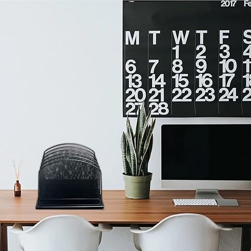 Miniatura 7 de Organizadores de archivos de escritorio, paquete de 2 soportes inclinados para documentos de 5 secciones, suministros de oficina, clasificadores de